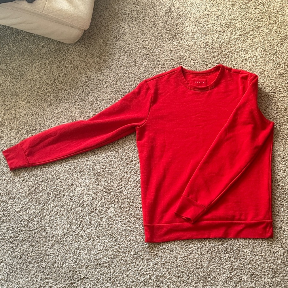 Red Crew Neck Sweatshirt - Tesla brand